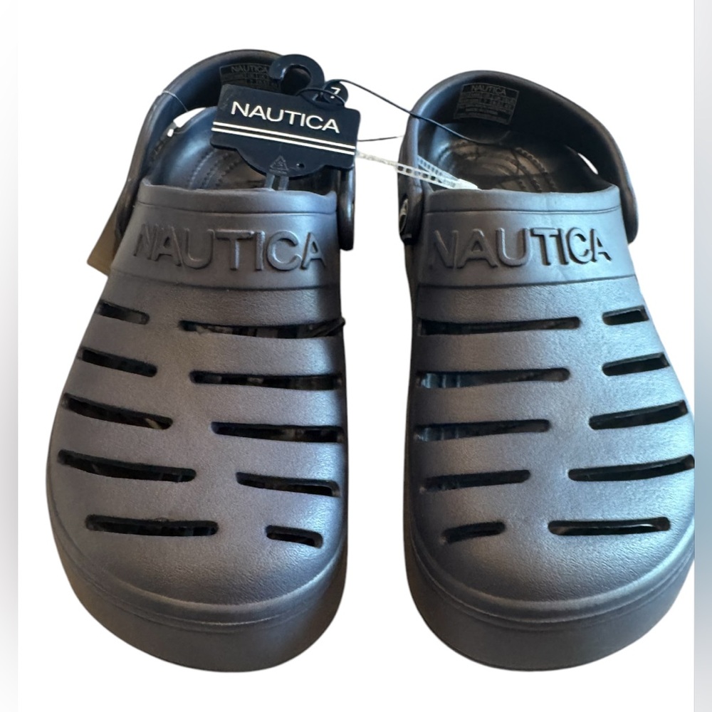 Nautica Mens River Edge Slip On Clog Navy Blue Comfort Casual Shoes New